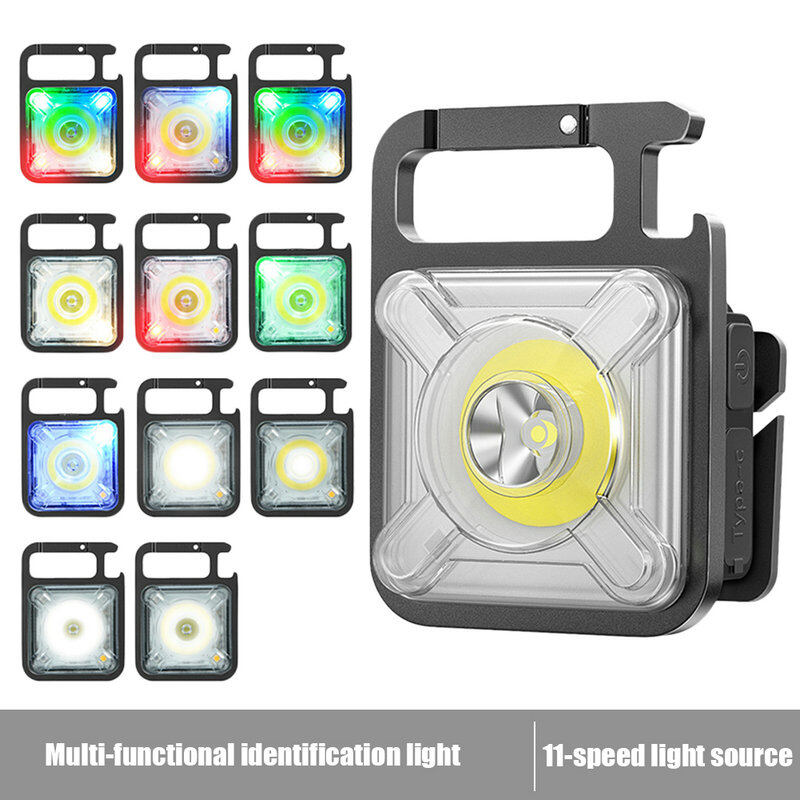 New Keychain Light Mini Working LED Flashlight Usb Rechargeable COB Outdoor Camping Small Emergency Cap Clip Light