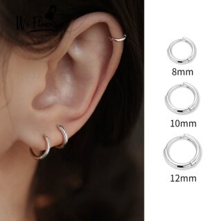 We Flower Minimalism S925 Silver Small Circle Hoop Earrings for Women Ins Trendy Ear Jewelry thumbnail