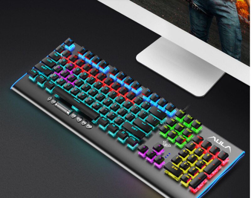 Nicetech AULA F2099 Mechanical Keyboard Wired Gaming Keyboard Mix Backlit 104 Anti-ghosting Blue Brown Switch For Game Laptop PC Singapore