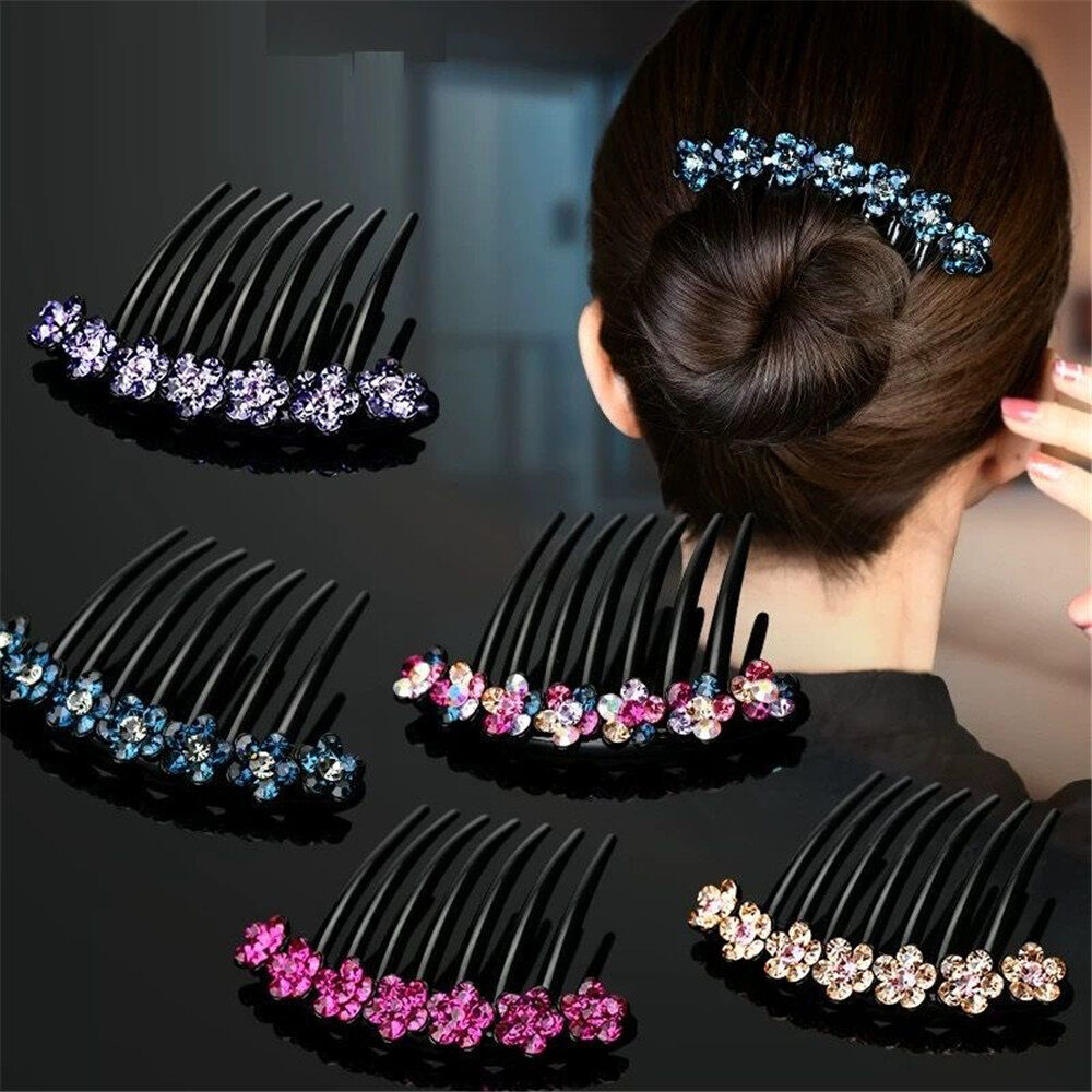 1pc Rhinestone insert comb disc hair device flower hair comb elegant ladies crystal flower hair comb hair clip bridal hair clip rhinestone hair Bun headdress ladies hair accessories accessories