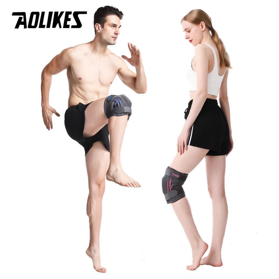 AOLIKES Adjustable Knee Pads with Straps Protector Silicone Spring For Basketball Running Volleyball Arthritis Knee Pads Joints Support