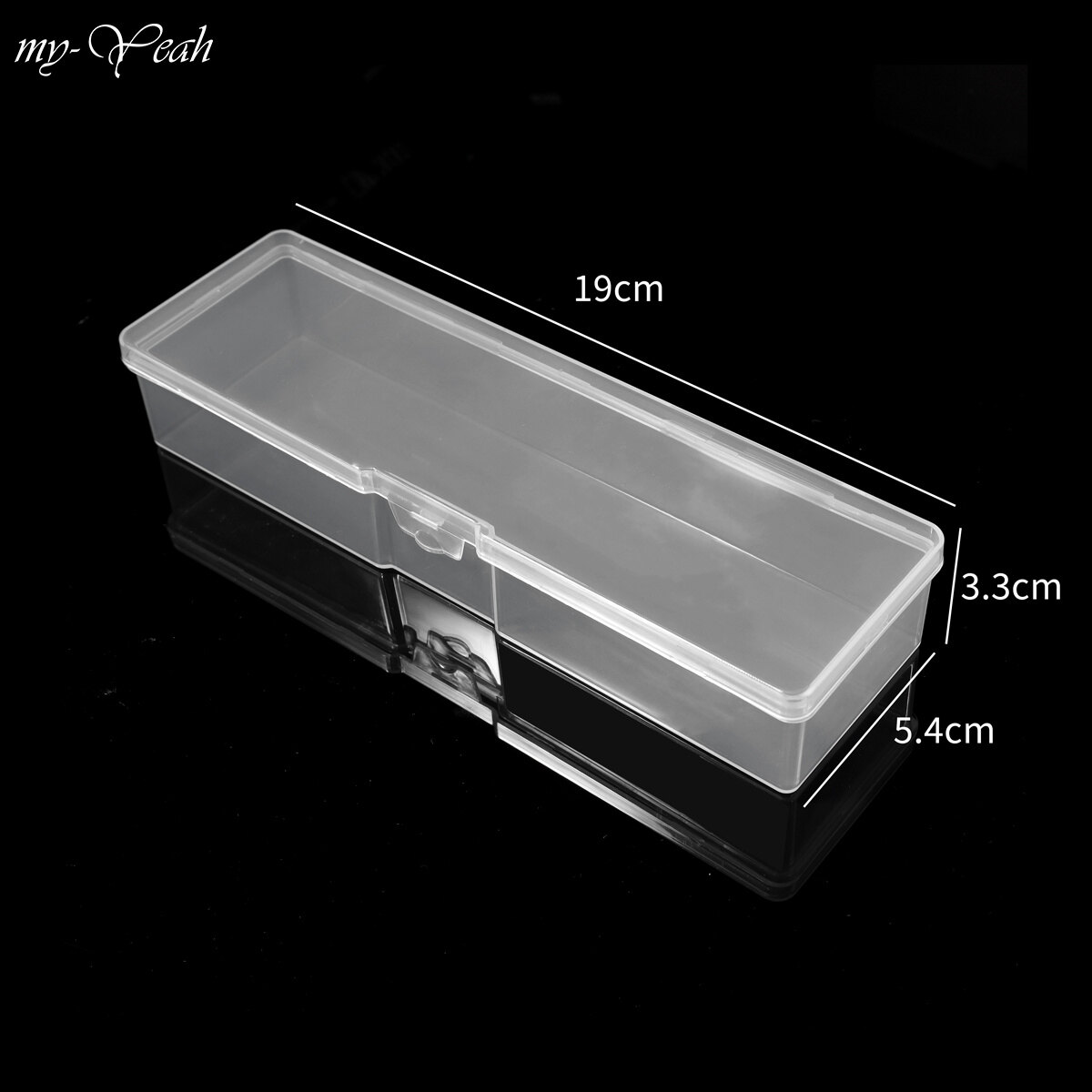 Myyeah Rectangle Nail Art Tool Storage Box Plastic Empty Tweezers Clippers Nails Pens Cuticle Pusher Polishing Strip Container