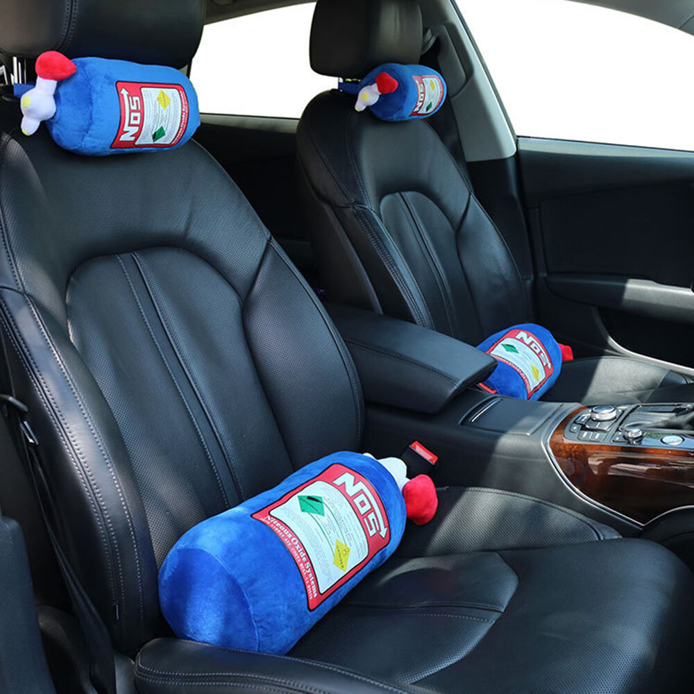 NOS Nitrous Oxide Bottle Pillow Car Decor Backrest Cushion Creative Plush Pillow