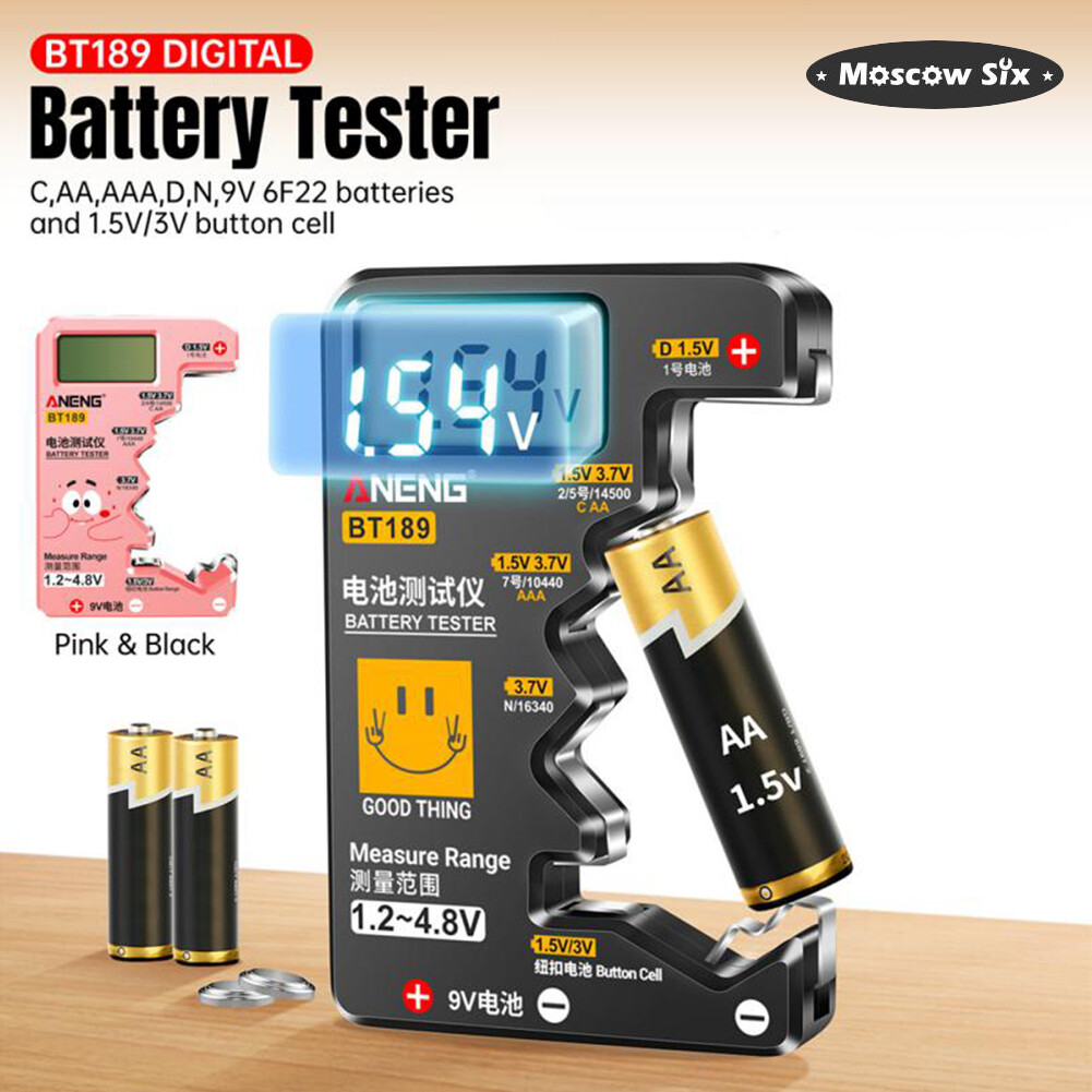 [Moscow Six] 🔥BT189Kiểm Tra Năng Lượng Pin Máy Đo Điện Áp Pin Màn Hình LCD Máy Kiểm Tra Máy Thử Pin Volt Cầm Tay Máy Dò Pin Nhỏ