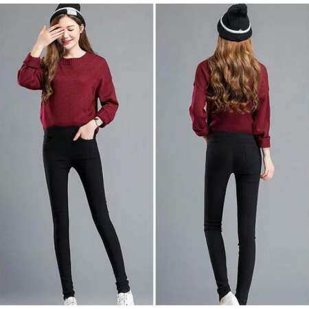 LCFU764 กางเกงขายาวสีดำ, Multi - Purpose กางเกงเก้าแต้มเอวสูงกางเกงกางเกงรัดรูป, เกาหลีกางเกงทำงาน