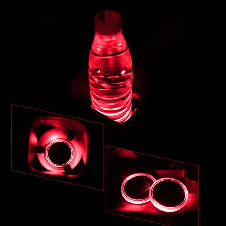1pc Of Set Solar Charging Cup Pad Car Accessories Colourful Led Solar Charging Cup Pad Car Accessories