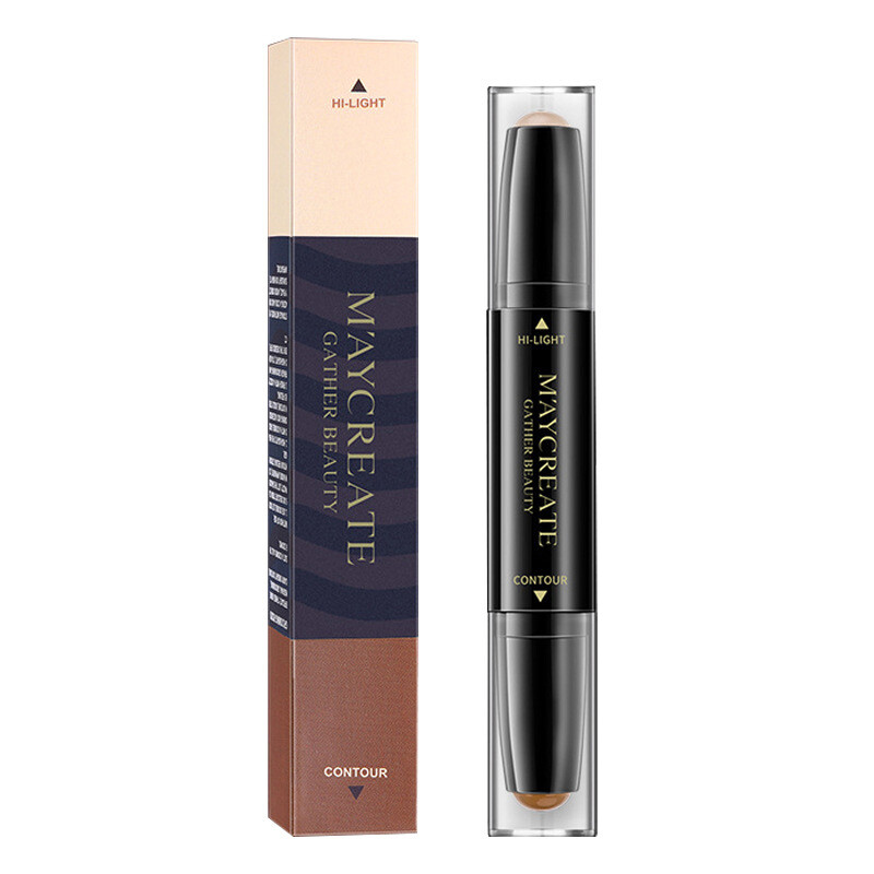 BEAUTYBIGBANG Double-headed Contour Stick, Concealer, Make-up, Waterproof,High-Gloss Stick, Three-dimensional face Brightening Pen