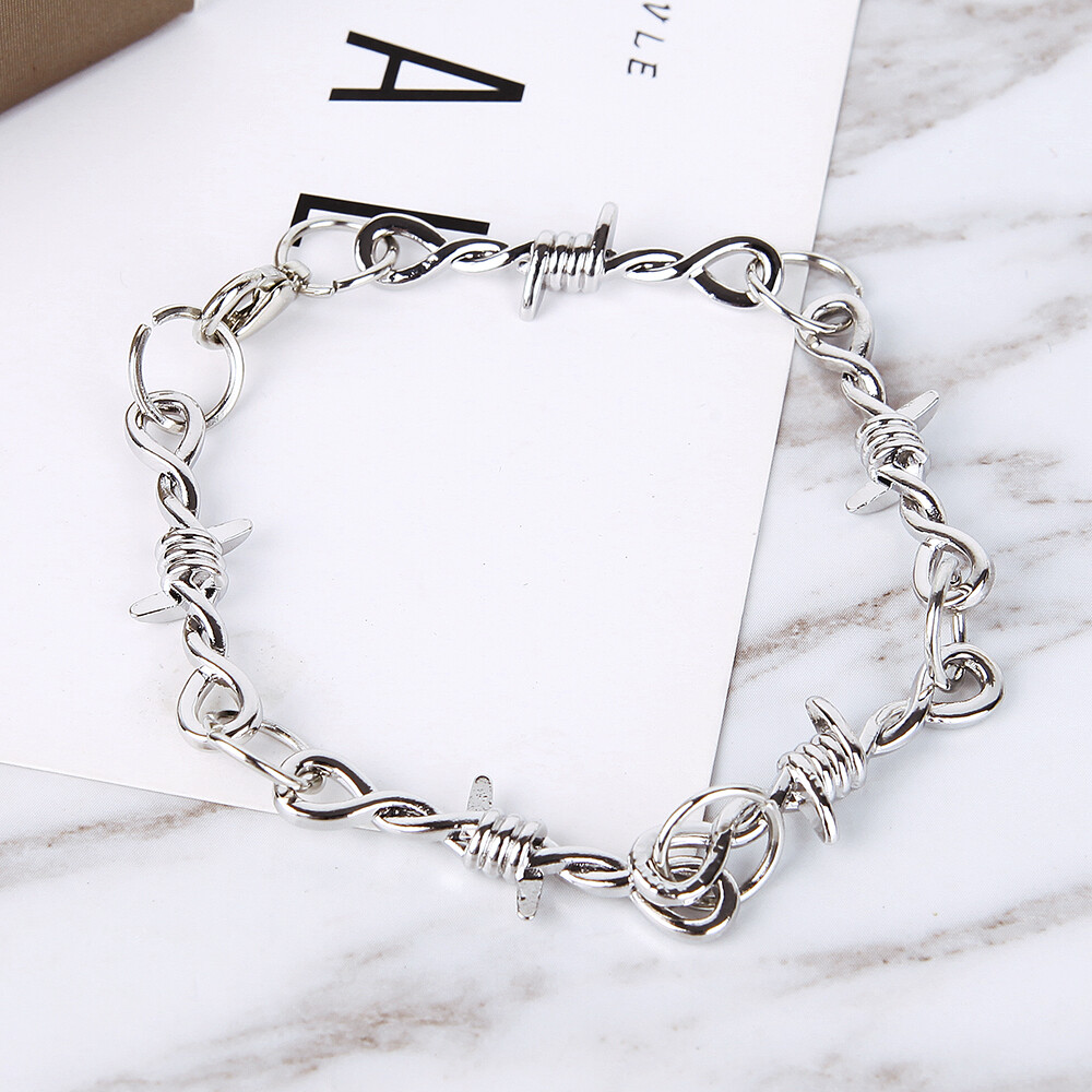 Small Wire Brambles Iron Unisex Choker Bracelet Women Hip-hop Gothic Punk Style Barbed Wire Little Thorns Bracelet Choker Gifts