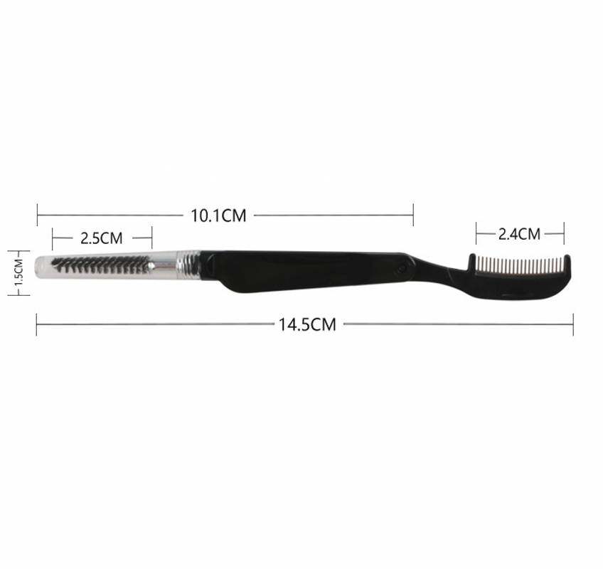 Mini Folding Steel Comb False Eyelash Brush Eyelash Comb Straight Handle Small Eyebrow Comb Eyebrow Brush Beauty Makeup Cosmetic Tool