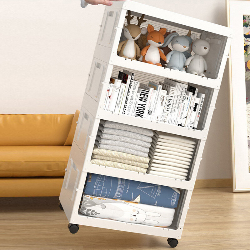 JJT foldable storage cupboard storage cabinet multipurpose shelf Kitchen cabinets, transparent doors, overturned shelves wide transparent cabinet Children's storage cabinet, toy storage cabinet Multi-layer transparent storage cabinet Multi-purpose cabinet