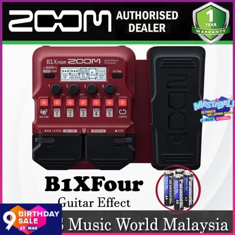 Zoom B1X FOUR Bass Multi Effects Processor with Expression Pedal for Bass Guitar (B1XFour B1 X) Malaysia