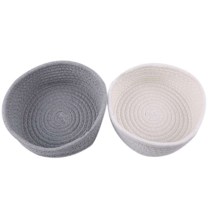 {hot} Round White Gray Small Hand Woven Basket Bedside Tabletop Snacks Storage Basket Cosmetics Coffee Table Storage Baskets
