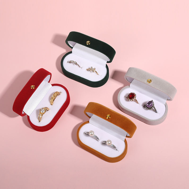 Pair ring box small ring box double ring flannel wedding jewelry box gift box jewelry packaging box