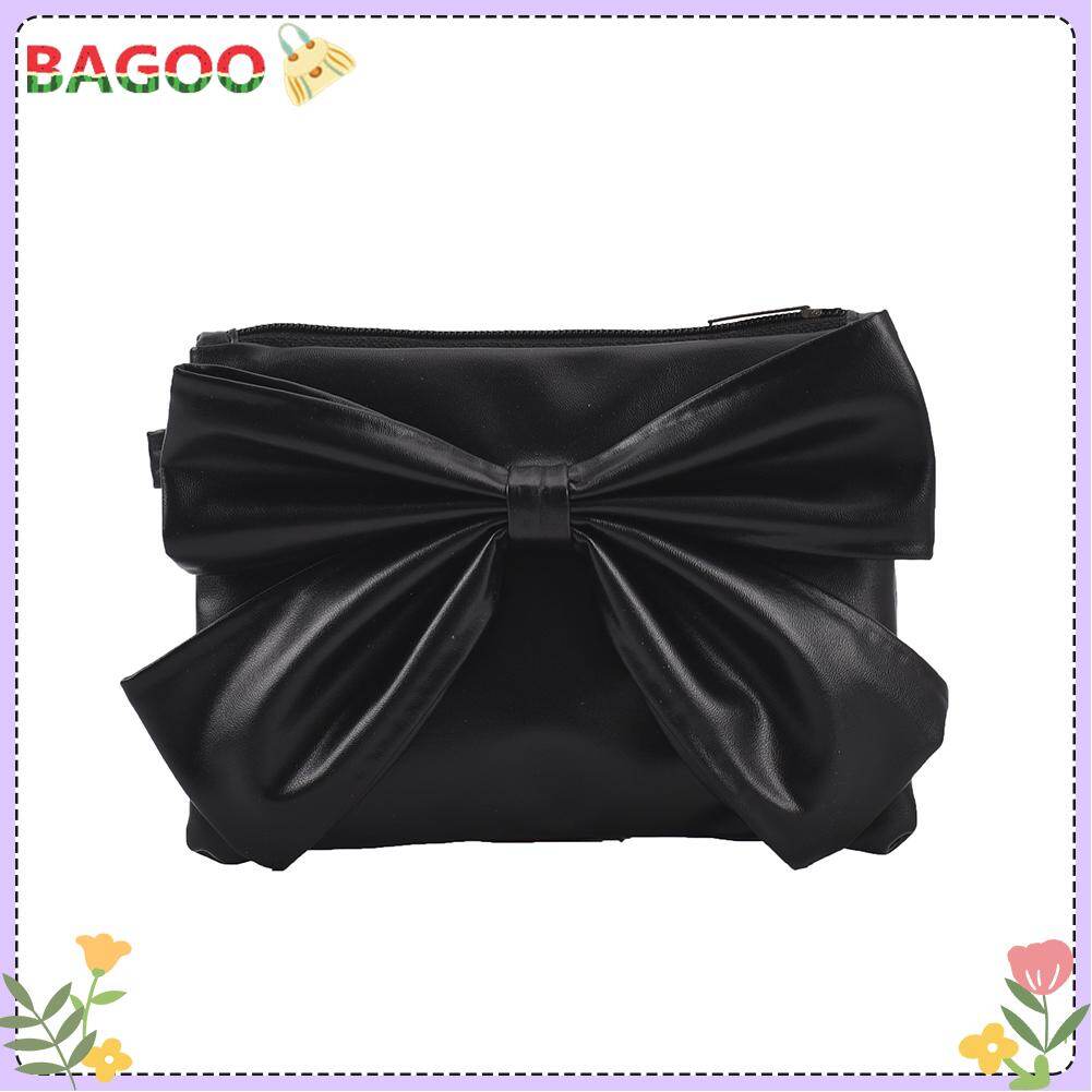 Korean Trendy PU Leather Solid Color Bowknot Crossbody Shoulder Messenger Bag Casual Ladies Small Handbags Purse Bags For Women On Sale