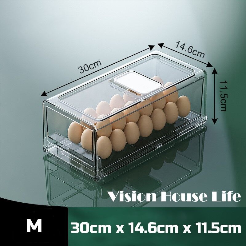 Vision Hộp Đựng Tủ Lạnh Có Thể Xếp Chồng Cho Thú Cưng Hộp Bảo Quản Tủ Lạnh Bằng Nhựa Trong Suốt Ngăn Kéo Tủ Lạnh, Hộp Đựng Đồ Thoát Nước Nhà Bếp Hộp Đựng Trái Cây Và Rau Củ Đông Lạnh
