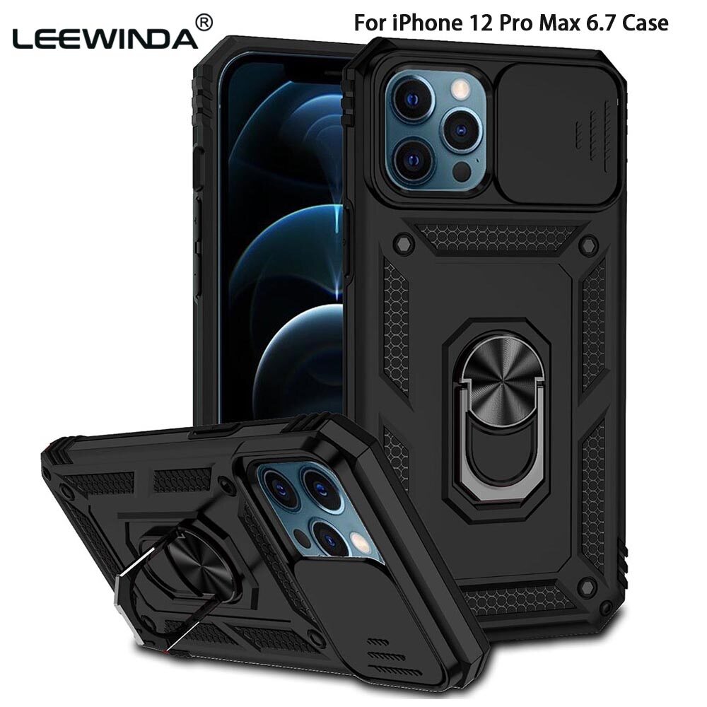 For iPhone 12 Pro Max 6.7 Phone Case,For iPhone 12 6.1/iPhone 12 Pro 6.1 Cases,Sergeant Push Window Protection Camera Armor Ring Bracket Back Cover For iPhone 12 Mimi 5.4