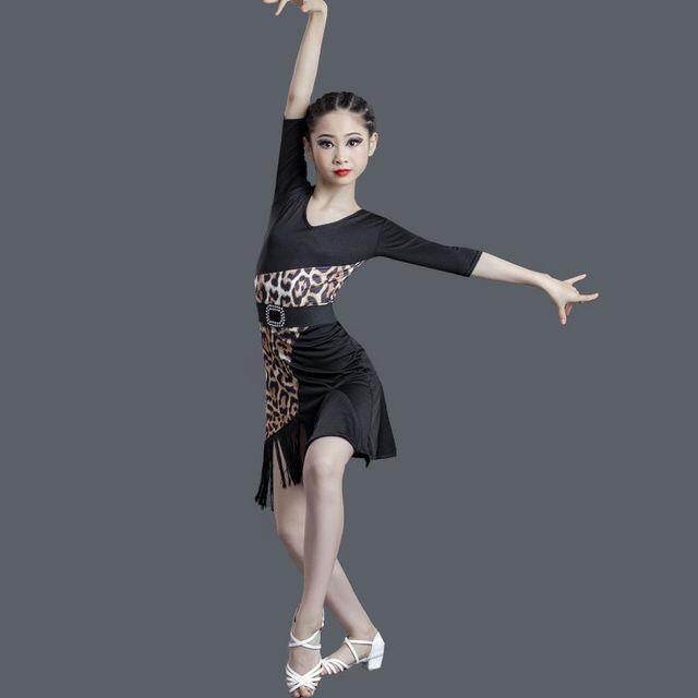 2021 New Latin Dance Dress Practice Clothes Children Summer Short Sleeve Girls Dance Competition Performance Clothes