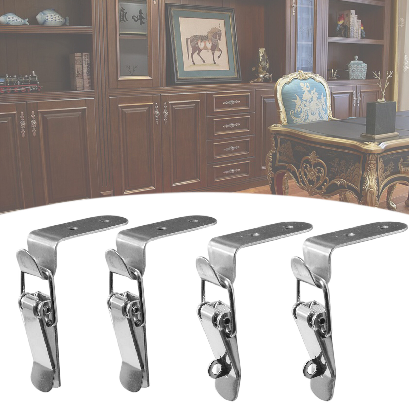 Chốt Khóa Mỏ Vịt Bằng Thép Không Gỉ 90 ° Chốt Khóa Lò Xo Móc Khóa Tủ Vali Bản Lề Phụ Kiện Phần Cứng Đồ Nội Thất