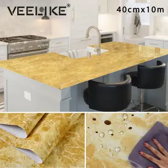 Veelike 40cmx1000cm Marble Vinyl Film Self Adhesive Wallpaper