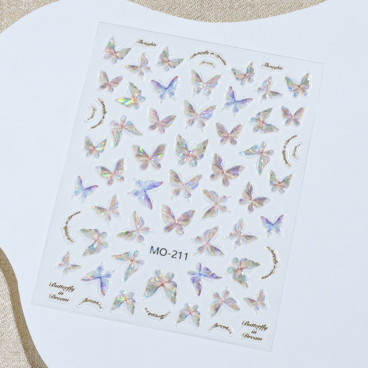 Dorisna Fairy Butterfly Nail Sticker Shell Gloss Nail Sticker Japanese Butterfly Nail Art Sticker Elegant Light Pink