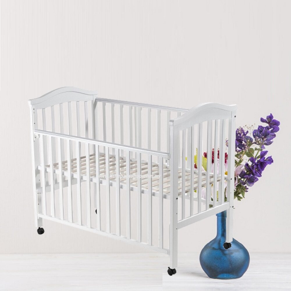 BABYLOVE Baby Cot Solid Wood (BL818) White 24" x 48" Lazada