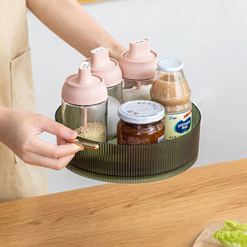 Khay Đựng Đồ Xoay 360 Độ Bằng Nhựa Hộp Đựng Mỹ Phẩm Giỏ Đựng Đồ Trang Điểm Giỏ Sắp Xếp Nhà Bếp Khay Phục Vụ