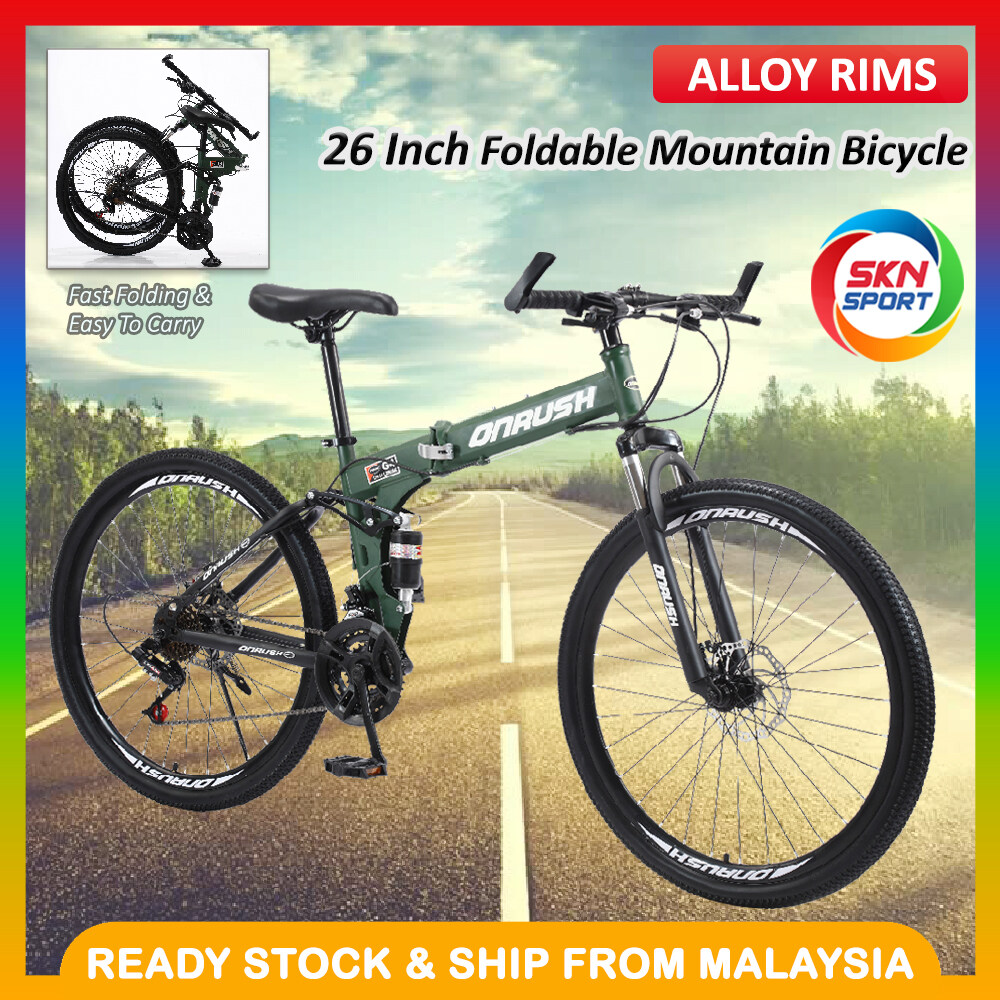 Kingttu Bikes G Mountain Bike 26 Inch Spoke Wheels Dual Suspension Folding Bike 21 Speed Bicycle Blue - 2