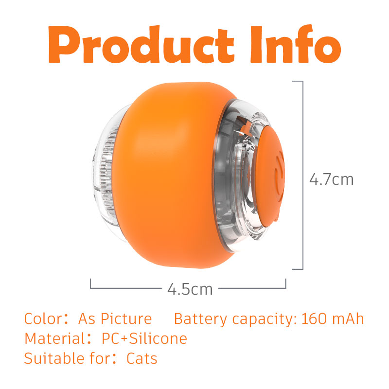 HamshMoc Automatic Cat Toy Interactive Cat Toy Ball USB Rechargeable Auto Moving Auto On Off with LED Light for Activity Indoor for Cats Kitten