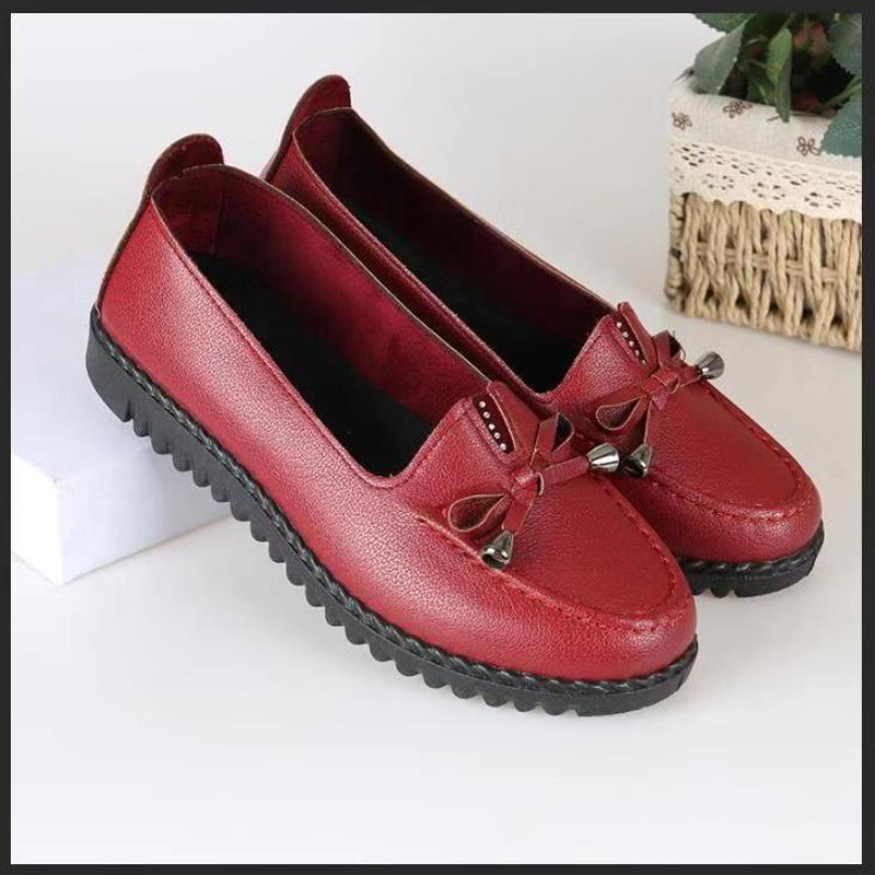 New Women's Loafers Shoes Middle-aged and Elderly Flat-soled Comfortable Soft-soled Non-sli Loafers Shoes