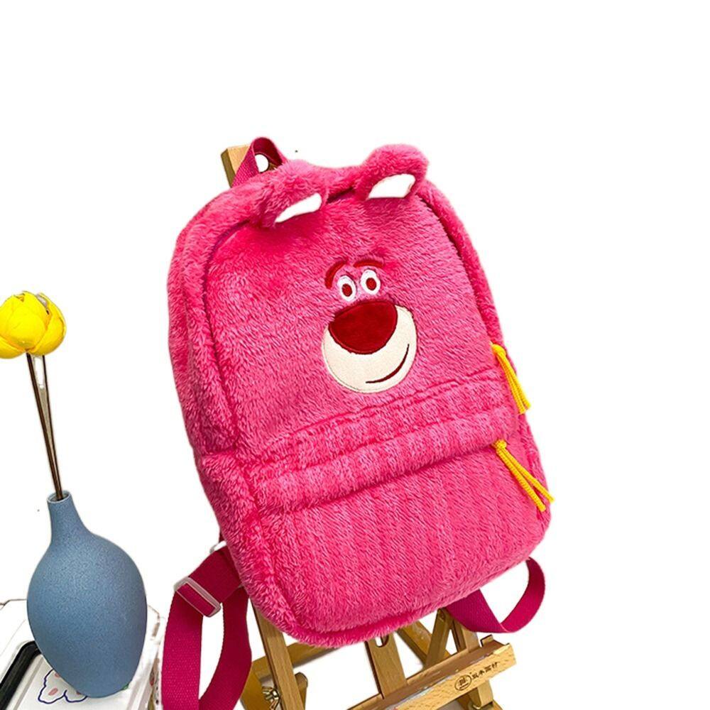 LAOO Coin Purse Trendy Crossbody Bag Large Capacity Backpack Strawberry Bear Backpack Gift Girls Backpack Doll Anime Backpack Double Shoulder Bag Plush Messenger Bag Phone Pocket Cartoon Backpack