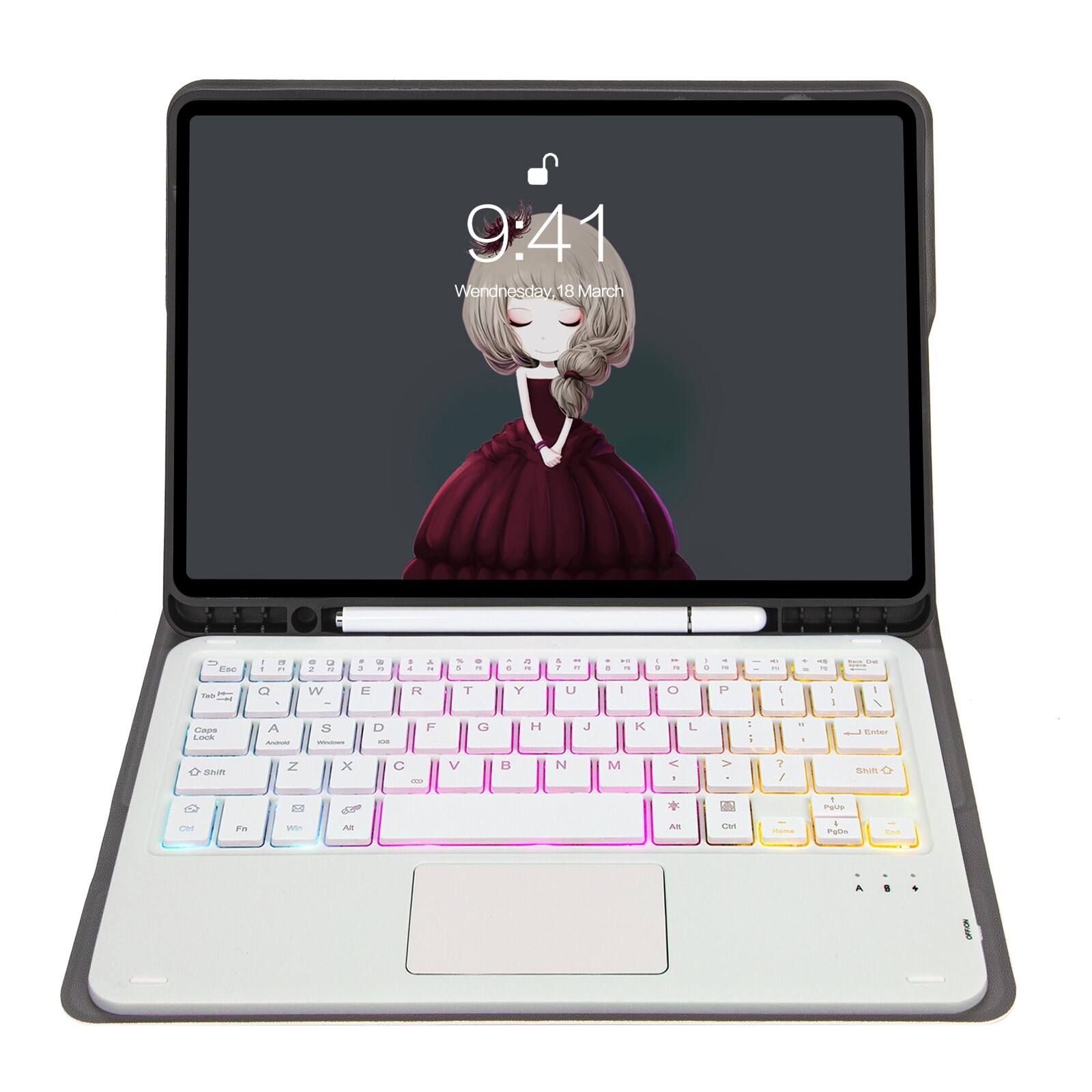 For Samsung Galaxy Tab S8 / S7 A700B-AS Lambskin Texture Backlight Bluetooth Keyboard Leather Tablet Case(Gold)(In Stock)