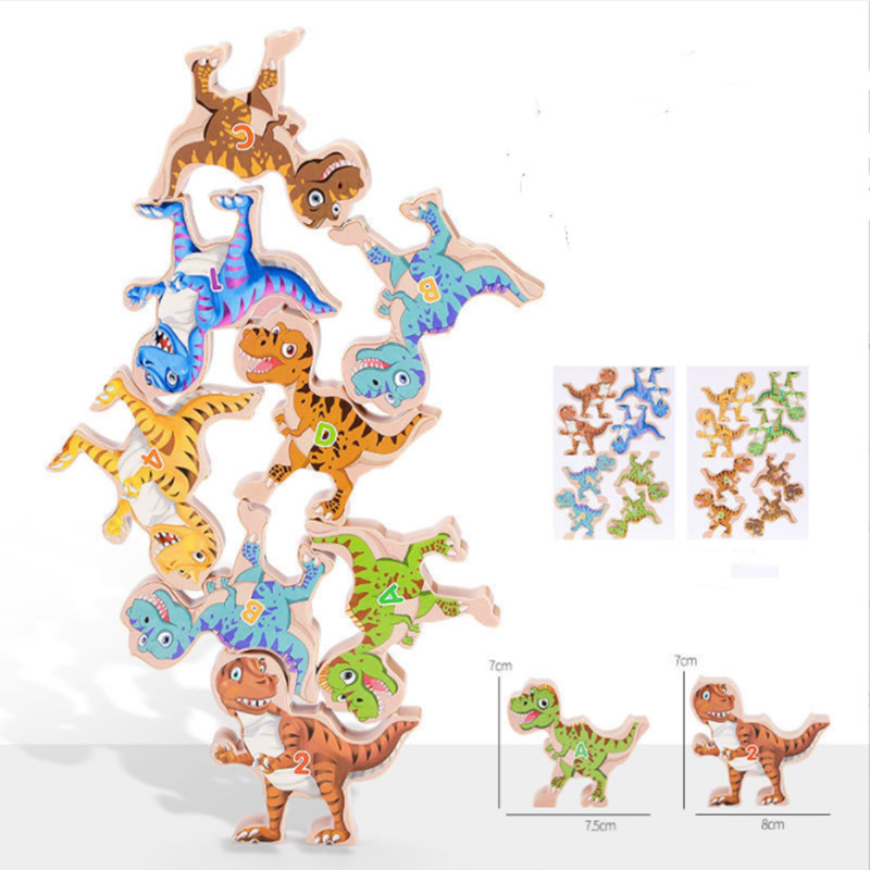HS Jurassic Dinosaur Stacking Fun Puzzle develops educational toys for 3 years old early education parent-child games children's toys