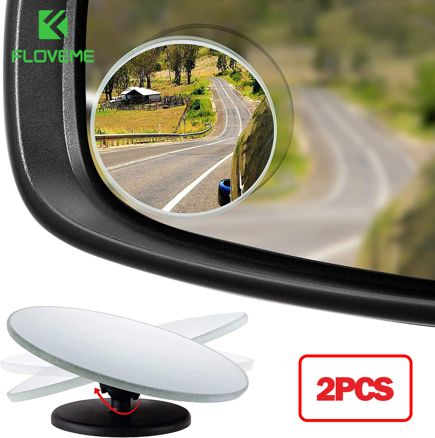 FLOVEME 4PCS Car Circle Blindspot Mirror Car Rearview Mirror Blind Spot Mirror Oval Convex Stick-On Rear View and REAL Glass Mirrors Safer Lane Changes, Frameless HD Glass, Convex For Car Side Mirror, Easy Installation (2" Diameter)