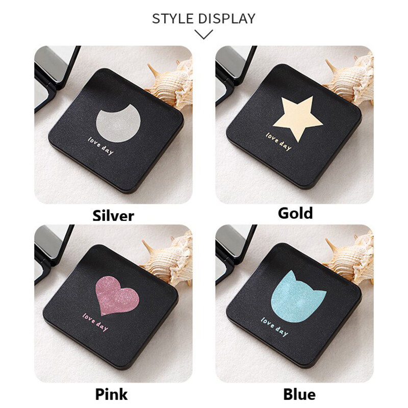 Ditur Foldable Makeup Mirror Mini Square Makeup Vanity Mirror Portable Hand Mirrors Double-sided Compact Mirror Pocket Cosmetic Mirror