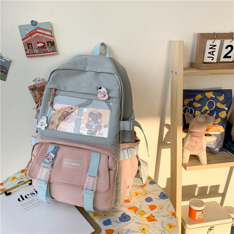 HOBIBEAR New Korean backpack large capacity middle school backpack fashion backpack