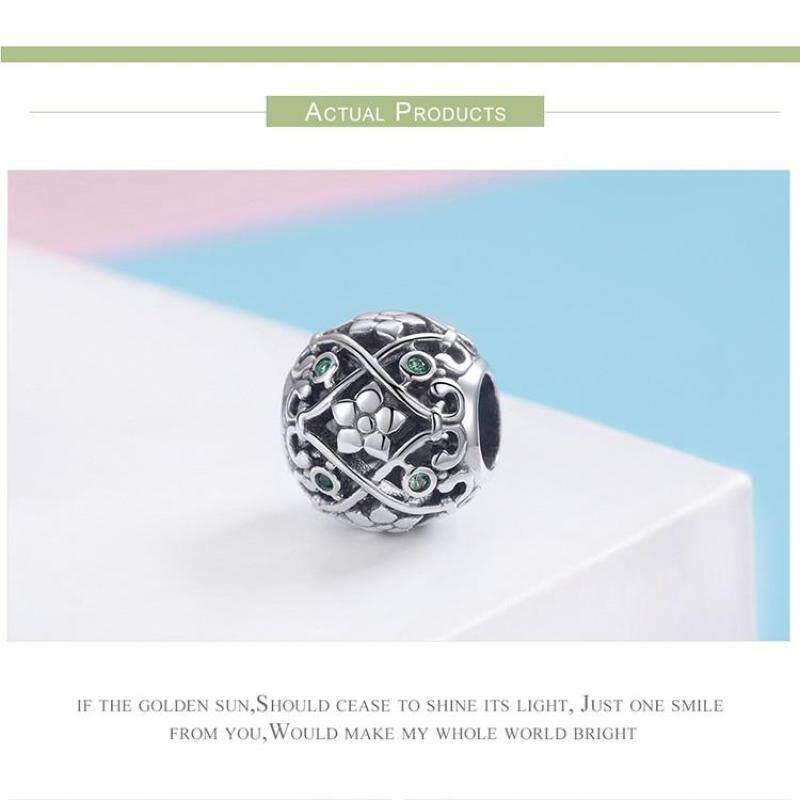 S925 pure silver beads girls decorative floral style trend decoration