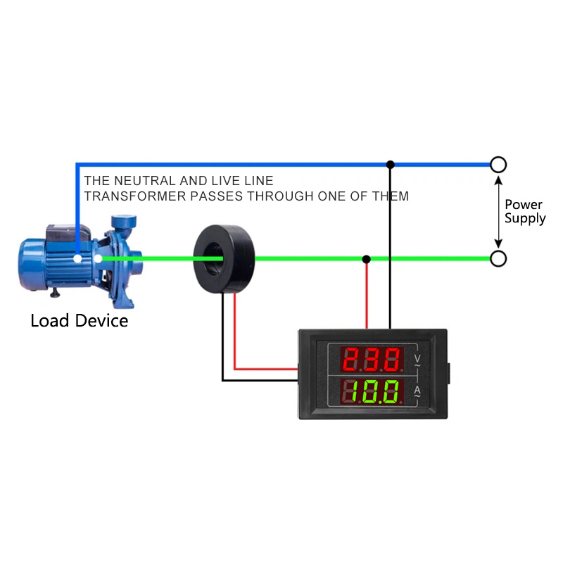 Aideepen Đồng hồ đo vôn Ampe AC 500V 100A Vôn kế kỹ thuật số bảng Ampe kế 2 Điện áp dây amperage Máy Đo Máy kiểm tra với máy biến dòng