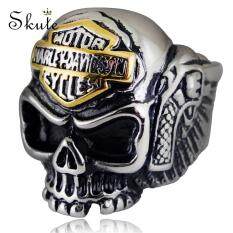 ❤Skute Nhẫn Đầu Lâu Hip Hop Nam Phong Cách Punk Nhẫn Hầm Hố Đá Inox Trang Sức Phong Cách Đường Phố Gents Khắc Gothic Cho Nam