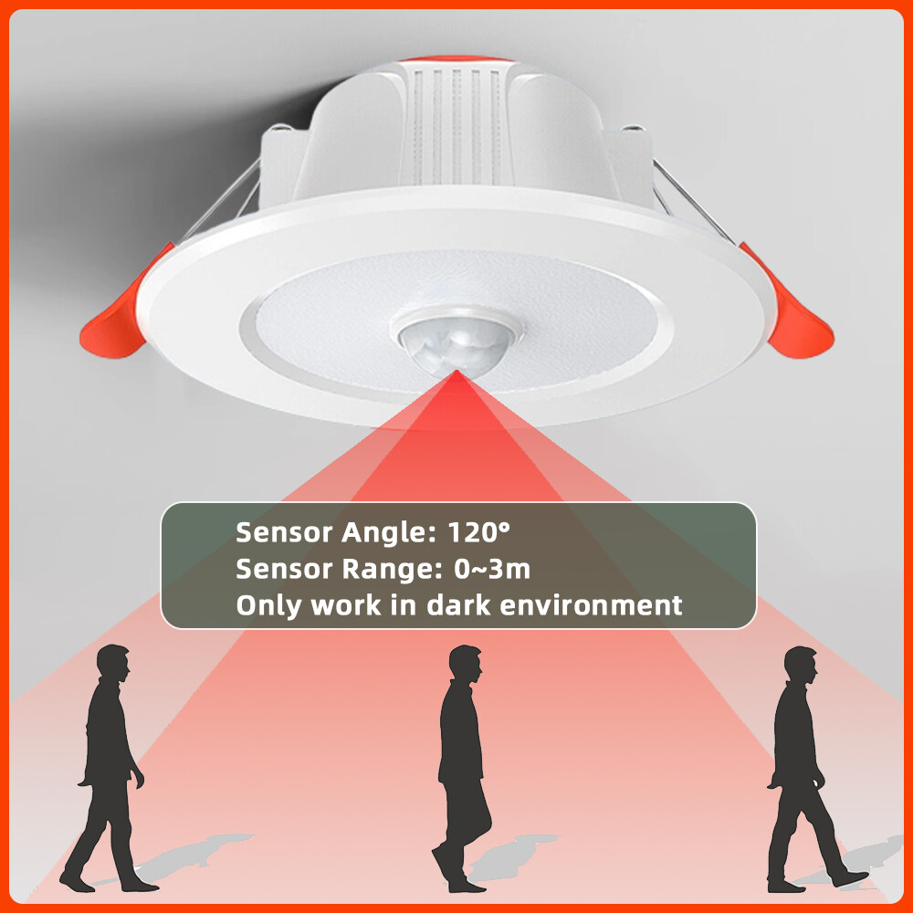 PIR Sensor Motion LED Downlight Night Light Recessed Ceiling Spot Lamp 9W 12W Radar Sensor Downlight Auto On/Off Lighting Bathroom Kitchen Home