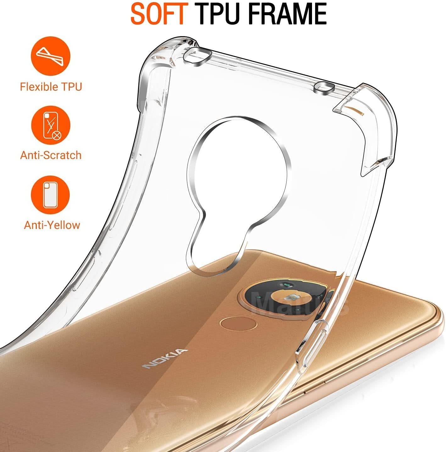 Dành Cho Nokia 5.3 Ốp Lưng + 3 Tấm Kính Cường Lực Bảo Vệ Màn Hình, Ốp Bảo Vệ Điện Thoại Bằng Silicon TPU Mềm Chống Sốc Trong Suốt Siêu Mỏng Với Giảm Xóc Vỏ Bọc Điện Thoại Góc