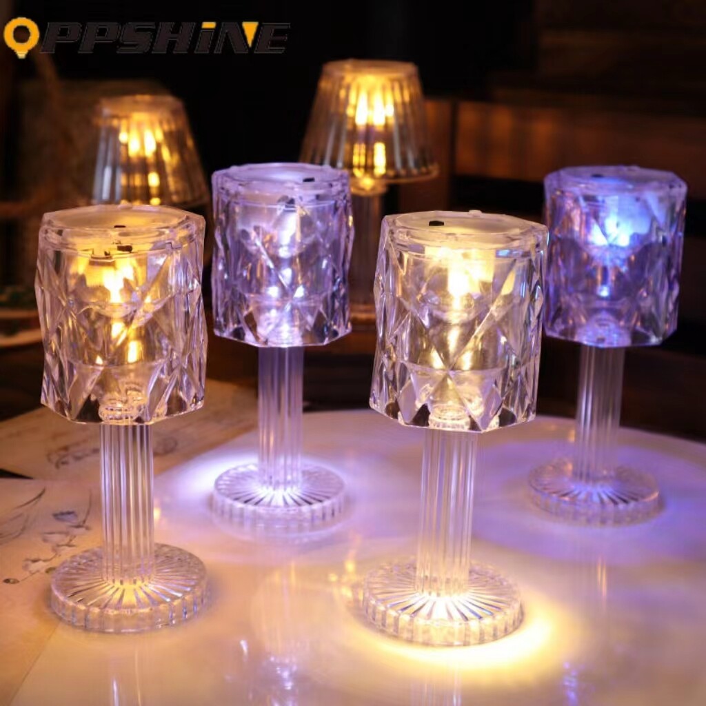 Crystal Table Light Nordic Glass Desk Lamp Modern Colorful LED Night