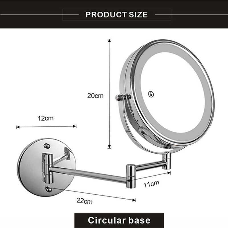 Led Folding Bathroom Mirrors Touch Ftion Led Magnifying Makeup Mirror Wall Mounted Dual Arm Extension LED Bathroom Mirror