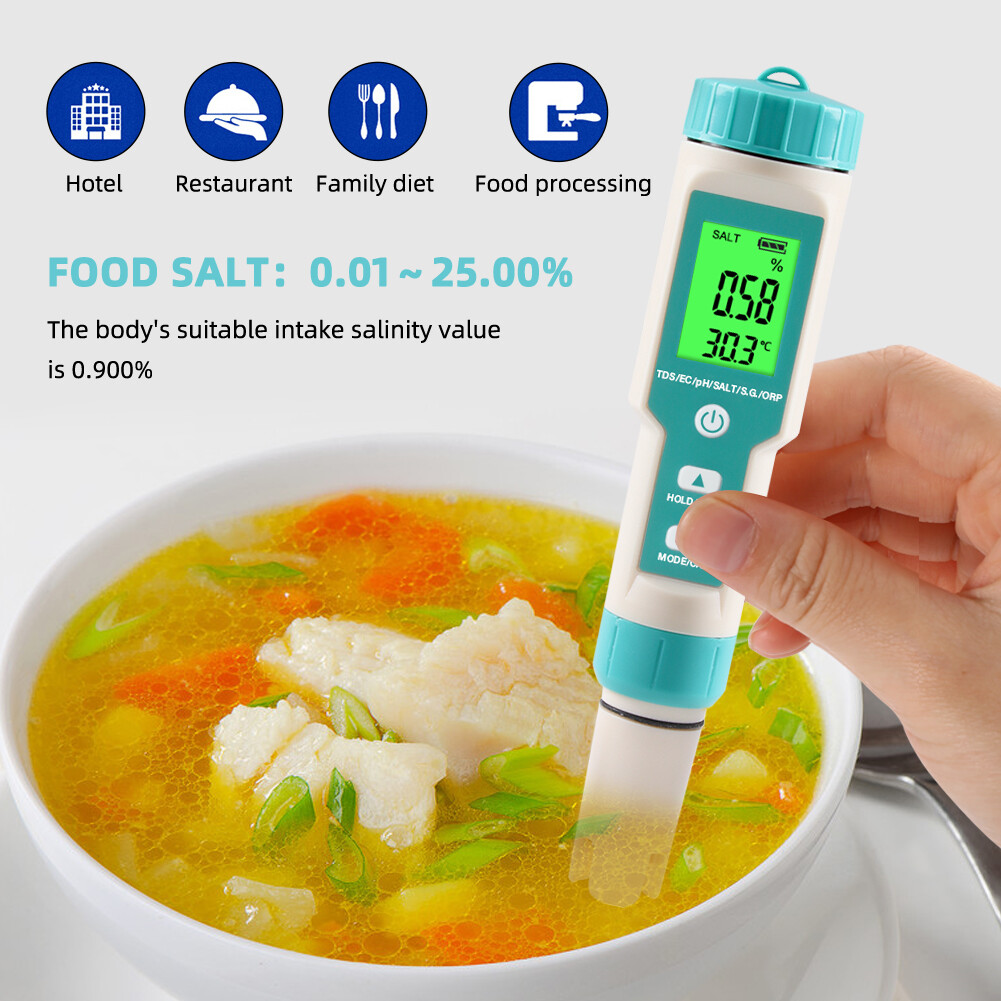 Yieryi pH Meter 7 in 1 PH/EC/TDS/Salinity/S.G/ORP/Temperature Water Quality Meter Hydroponics Tester IP67 Waterproof for Drinking Water, Aquarium