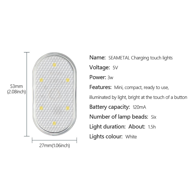Mini Car Led Touch Light Wireless Car Interior Roof Ceiling Reading Lamp