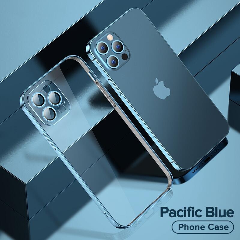 New Plating Full Glass Lens Protective Cover for Iphone 13 12 11 Pro Max Case for Iphone XR Xs Max 7 8 Plus Straight Side Square Frame Clean Soft Cover Casing