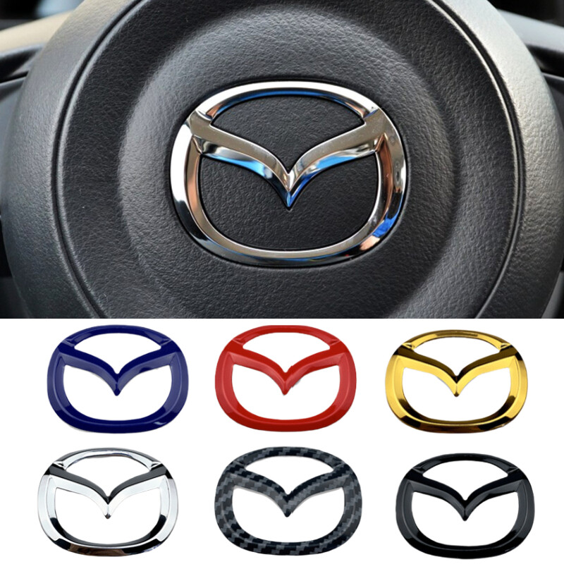 1 Piece Car Steering Wheel Center Logo Cover Emblem Sticker Decoration Auto Accessories For Mazda 3 6 323 626 929 RX8 RX7 MX3 CX9 CX7 CX5 Atenza Axela