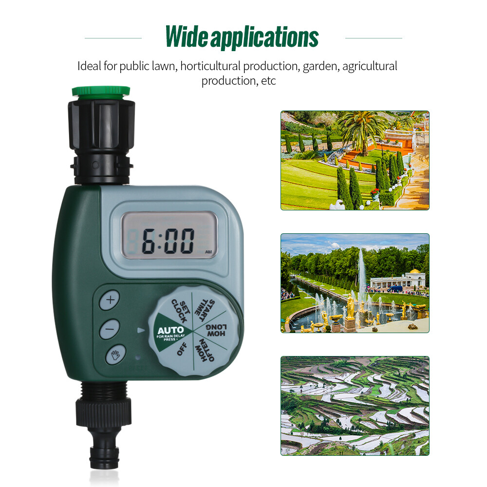 KKmoon Automatic Water Timer Outdoor Garden Irrigation Controller 1-Outlet Programmable Hose Faucet Timer Garden Automatic Watering Device without B-attery Green