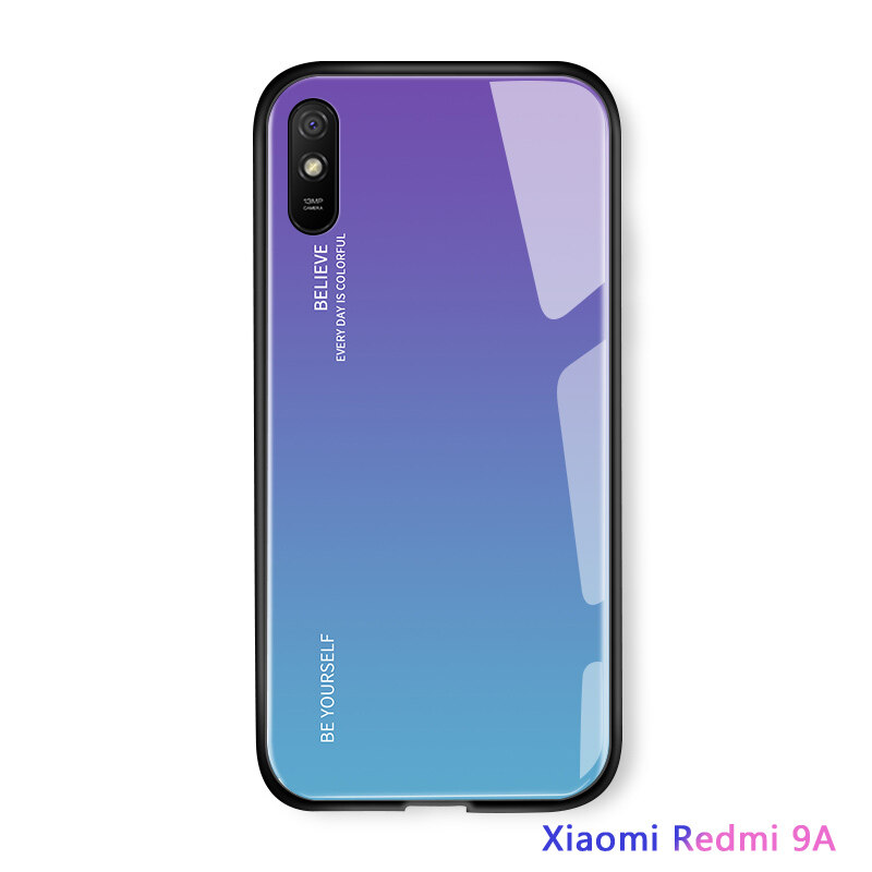 Hontinga Casing Case For Xiaomi Redmi A2 A2+ 9A A1 Poco M4 5G Case Luxury Aurora Rainbow Casing Gradient Series Case Shockproof Tempered Glass Back Cover Hard Case For Boys Girls Men Women