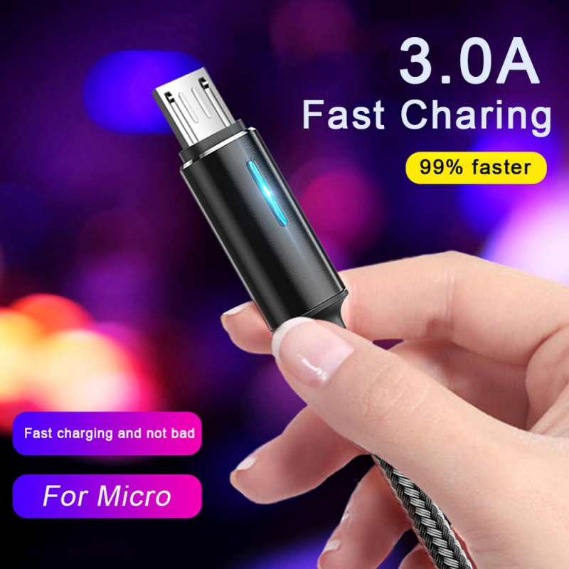 3A braided phone cable Micro fast charging USB data cable 1.2M for Samsung Xiaomi Huawei cell phone charging cable