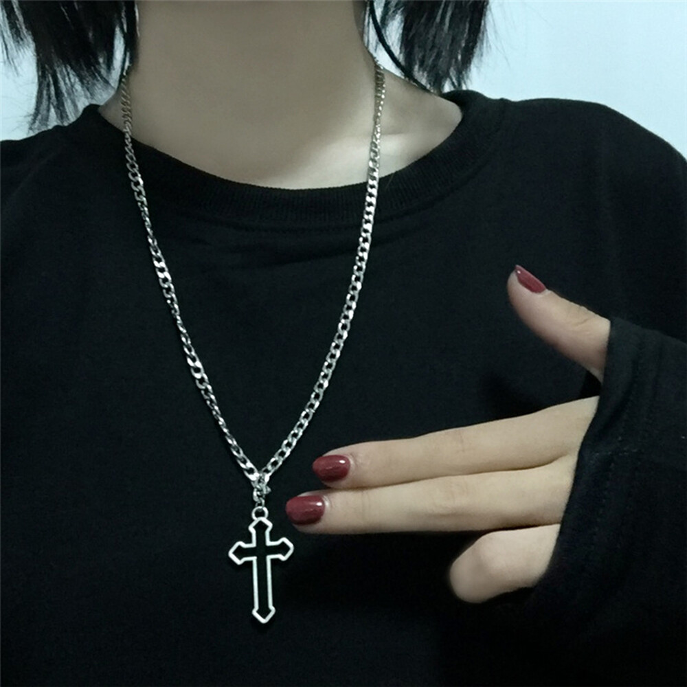 sanhe Korean Gothic Luoshen Cross Pendant Necklace Cold Wind Chain Jewelry Accessories